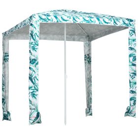Outsunny Quick Beach Cabana Canopy Umbrella, 6.5' Easy-Assembly Sun-Shade Shelter with Sandbags and Carry Bag, Cool UV50+ Fits Kids & Family