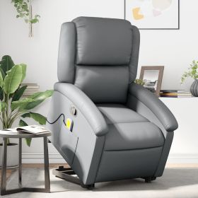Stand up Massage Recliner Chair Gray Faux Leather