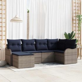 Garden Sofa Set Grey Poly Rattan