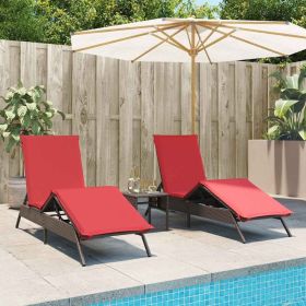 Patio Sun Lounger Brown PE rattan Standard Adjustable Footrests