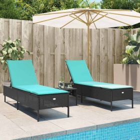 Patio Sun Lounger Set Black, Blue