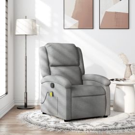 Massage Recliner Chair Light Grey Polyester, Metal, Plywood