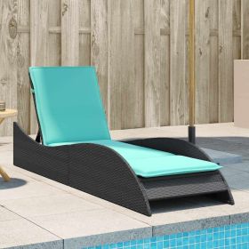 Sun Lounger with Cushion Black 23.6x80.7x28.7" Poly Rattan