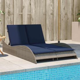Sun Lounger with Cushions Grey 44.9x80.7x28.7" Poly Rattan