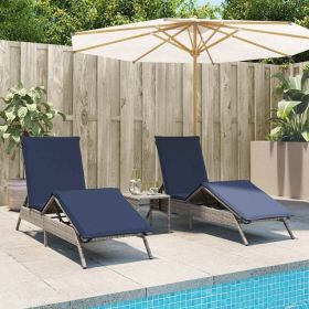 Patio Sun Lounger Gray Poly Rattan Standard Size