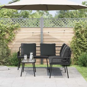 Garden Sofa Set 2 pcs Black poly rattan