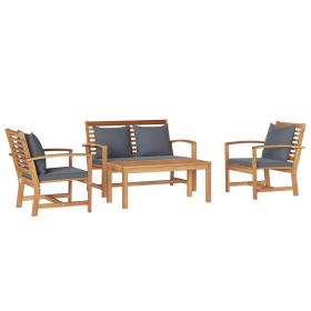 Garden Sofa Set 4 pcs Natural Solid Teak Wood