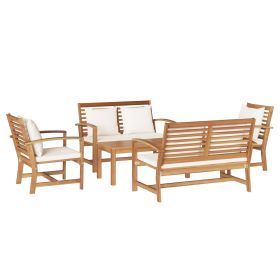 Garden Sofa Set 5 pcs Natural Solid Teak Wood