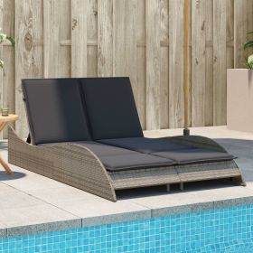 Patio Sun Lounger Gray PE rattan Dual seat large outdoor lounger