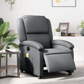 Electric Massage Recliner Chair Gray Faux Leather