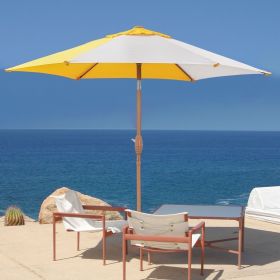 7.5ft Patio Umbrella,Outdoor Beach Portable Table Market Umbrella Waterproof UV-proof,Yellow/White