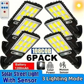 6 packs Solar Powered Motion Sensor Outdoor Garden Light with 108 COB LED Lights
