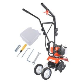 43CC 2-Stroke Gas Powered Tiller Cultivator, Handheld Rototiller for Lawn, Garden and Soil Cultivation
