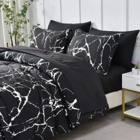 3pcs Duvet Cover Set Queen Duvet Coverx1 Pillowcasex2 Extremely Diverse Styles (Option: Marble Black)