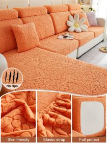 1pc Sofa Universal Cover, Universal Elastic Cover, All Inclusive Sofa Cushion, Lazy Cushion, All Season Cushion, Sofa Cover, Hood Towel (Color: Orange, size: 2-person seat)