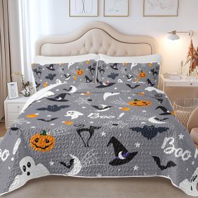 3pcs Christmas Set Comforter Set For Girls Boys Women, Soft Lightweight Bedding Set 1 Coverlet And 2 Pillowcases (Color: Grey, size: King)