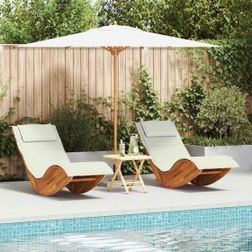 Sun Lounger 2 pcs Brown 60 x 154 x 74cm Solid Acacia wood (Color: Brown)