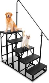 Rv Rtairs With Moveable Wheels, Rv Steps With Handrail For Mobile Home, Outdoor Stairs, Portable Porch Steps (size: 5 Steps)